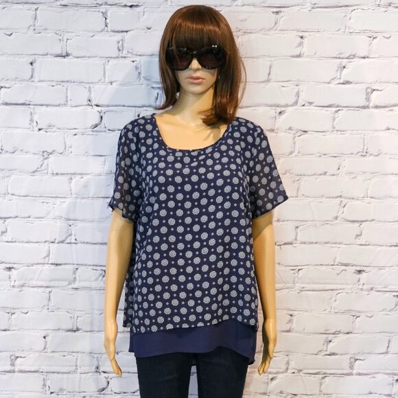 MICHAEL KORS, short sleeve geometric floral print blouse - Picture 5 of 11